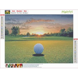 MaiYiYi Golf Diamond Painting by Numbers, 5D Full Round Drill Golf Game Diamond Painting Cross Stitch Kit, Play Golf Crystal Diamond Art Set for Adult Beginners Wall Art Decor (40X30 CM)