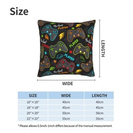 Duduho Game Gaming Throw Pillow Cover Set of 2 Decorative Square Pillowcase Gamer Gamepad Throw Cushion Case for Bedroom, Living Room, Sofa, Couch and Bed, 22x22 Inch