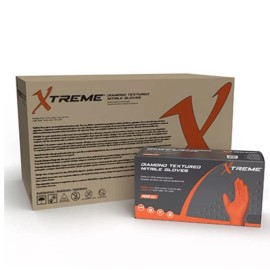 AMMEX Xtreme Diamond Textured Orange Nitrile PF Gloves - 6 mil -Case of 1000 - 2X-Large