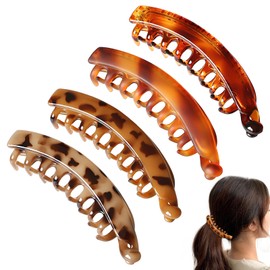 Alovez 4 Stück Groß Bananen Haarspange, Banana Hair Clip, Banana Clip Vintage, Bananen Haarspangen Damen Dünnes Dickes Haar für Damen