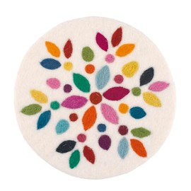cilio Lana Fiore Washable Felt Sheep's Wool Trivet for Hot Pots, Plates, Baking Moulds and Pans, Heat Resistant up to 100°C, Diameter 21 cm, Round, Colourful