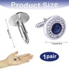 Blue Crystal Cufflink for men, 1 Pair Crystal Inlay Cuff