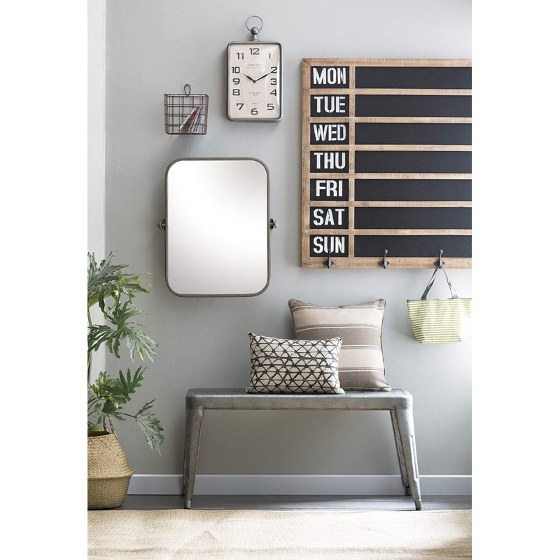 Creative Co-Op Metal Rectangle Hanging Clock with Handle Decoration on