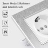 CNBINGO Aluminium socket with clamping claws, silver, simple Schuko socket,