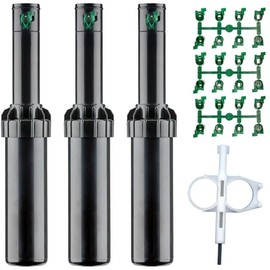 Suinga 3 x Hunter SRM-04 Sprinklers Range 4 to 9 m 1/2 Inch Thread Black with Adjustment Wrench and Nozzle Kits