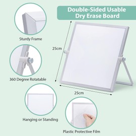 Pizarrón Blanco Chico, Pizarra blanca Caballete de borrado en seco Pizarra blanca magnética con soporte Tableros de mensajes de doble cara Escritorio Montado en la pared con 1 bolígrafo borrable