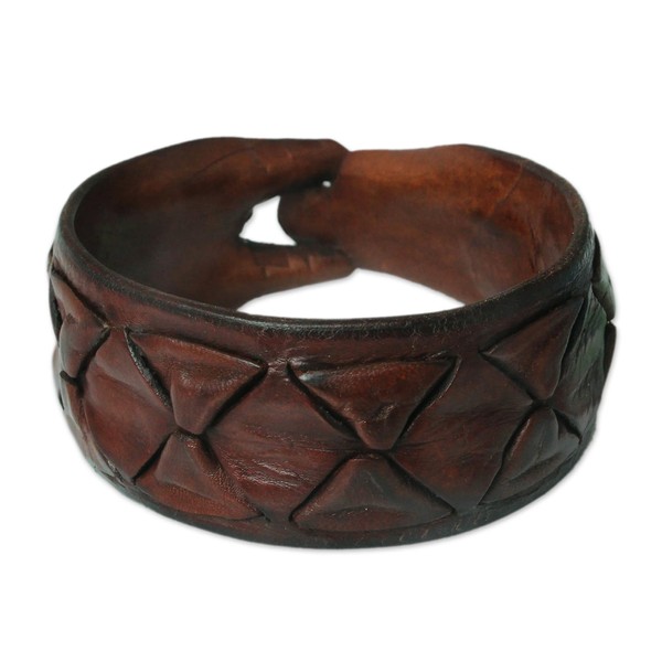 NOVICA Artisan Handmade Men's Leather Wristband Bracelet No Stone Thailand