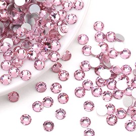 Novani Rhinestones 288pcs Glass Rhinestones Crystal Flatback Gemstones for Crafts Nails Makeup Bags and Shoes Decoration (SS34, Pink)