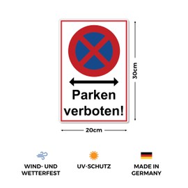 Strobo Absolutes halteverbot Parken verboten Sign, 20 x 30 cm, Made From Sturdy PVC Hard Foam Board, 3 Mm, Parking Sign With UV Protection, Pack Of 5