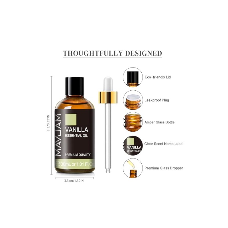 MAYJAM MAYJAM Vanille ?therisches ?l 30ML, Vanille?l fr Diffusor, Luftbefeuchter,