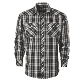 Gioberti Men's Western Plaid Shirt with Pearl Snap-on, Black/White, XX Large