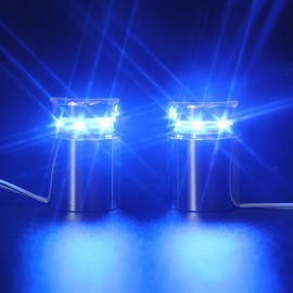 TOPNIKE LED Sign Standoffs 1"Ã1", Polished Chrome, Blue LED Standoff Sign Holder, for Glass, Acrylic and Other Transparent Plates, Pack of 4 LED Standoffs with 1 Power Supply.