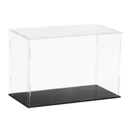 sourcing map Acrylic Clear Display Case for Collectibles Self-Assemble Display Clear Boxes with Black Base Dustproof Countertop Storage Box for Collectible Figures 11.8 x 5.9 x 7.9 Inch