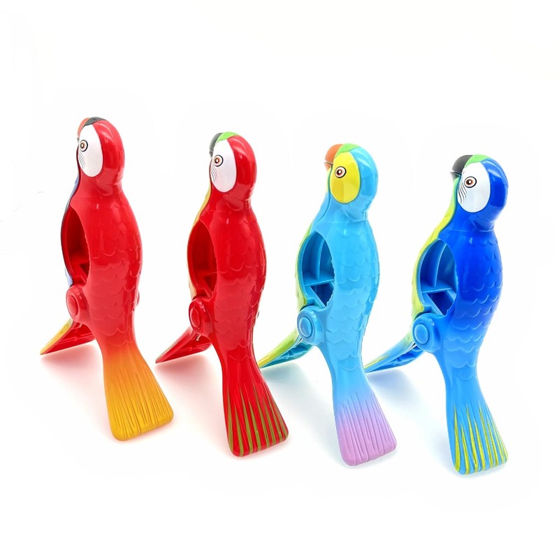 JZK 4x Parrot style novelty beach towel pegs for sun