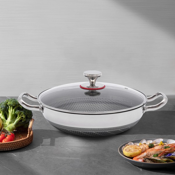 Unbranded Stainless Steel Pan With Cooking Lid Non Stick Frying