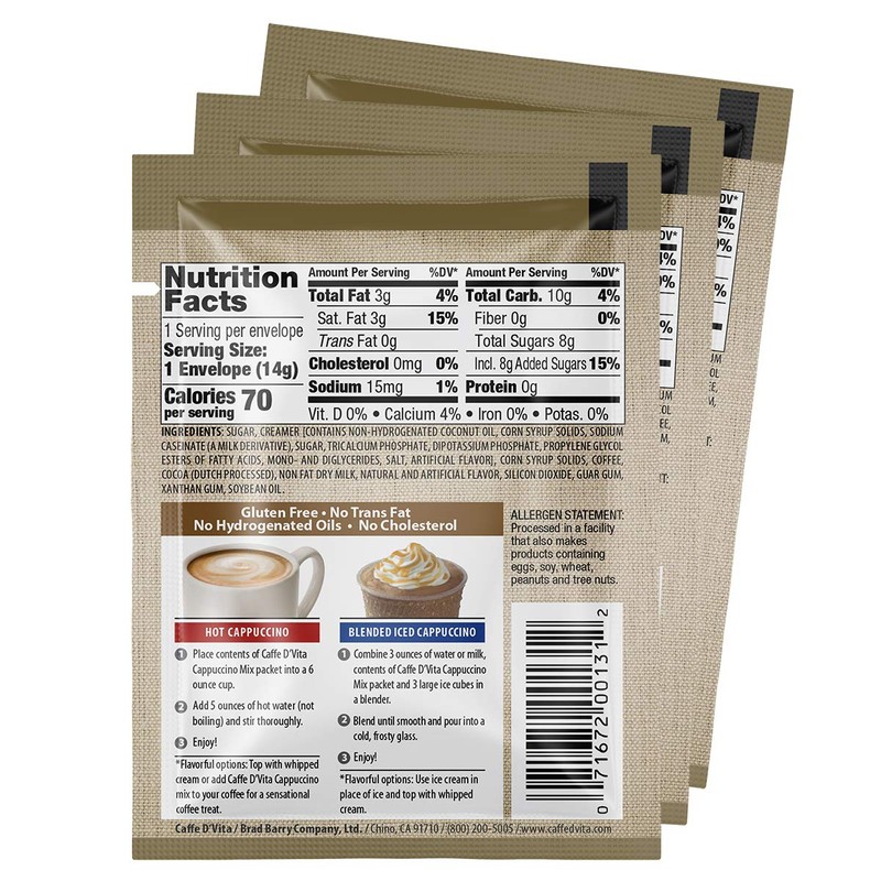 Caffe D'Vita French Vanilla Cappuccino Envelopes, 0.5-Ounce Packages (Pack of