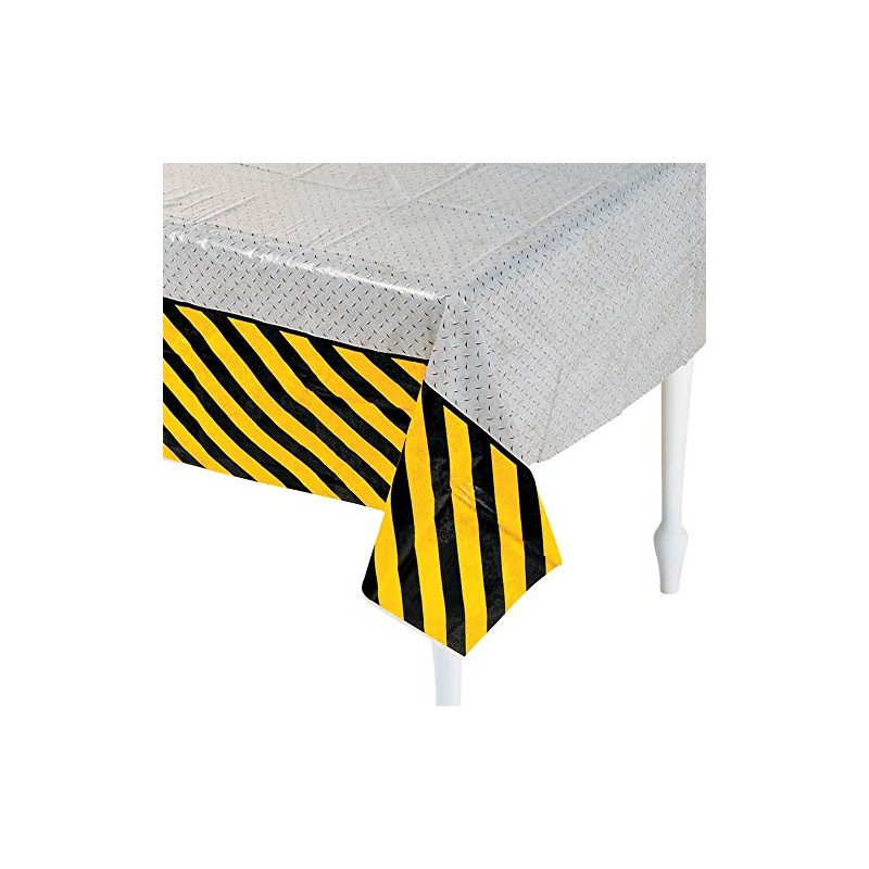 Fun Express Plastic Construction Zone Tablecloth, 54 x 108