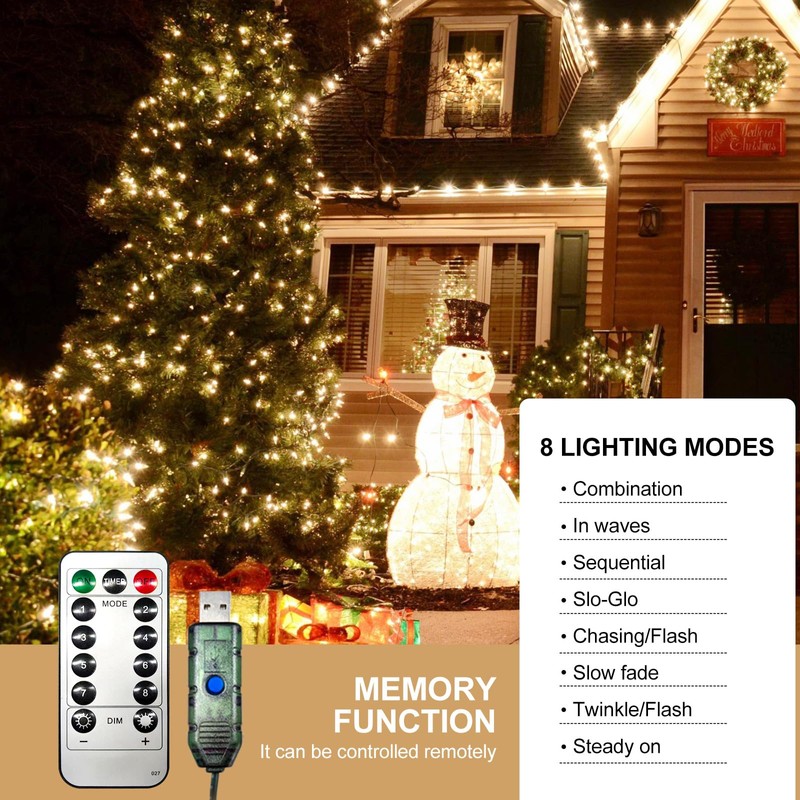 TheaPro 2M/6.6FT x 8 Lines 280LEDS Christmas Tree Lights USB