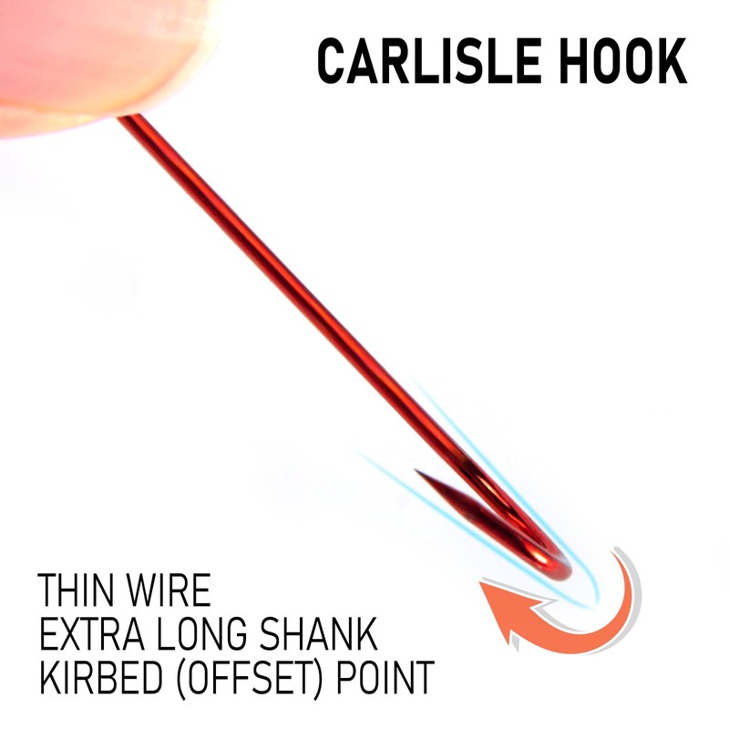 Dr.Fish 100 Pack Aberdeen Hooks Red Fishing Hooks Offset Extra