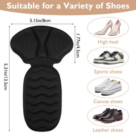 COMNICO 2 Paar Fersenpolster Schuheinlagen, Fersengriff Schuhpolster Selbstklebend für Lose Schuhe Rückseite der Fersenkissenpolster Schuh für Männer und Frauen Anti-Blasen(Schwarz + Hautfarbe)