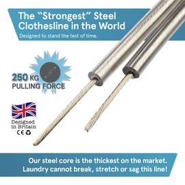 “The Strongest” Steel Washing Line by Smith‘s® (Transparent, Size 30m/100ft) | Super Strong, Lifelong, Heavy-Duty Outdoor & Indoor Clothesline | Rot, Mould & Weather Resistant | Lifelong Guarantee!