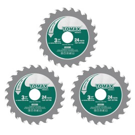 TOMAX (3 Pack) 3-3/8-inch 24T Circular Saw Blade, Carbide Tipped Fast Cut TCT Blade for Rockwell Versacut Versa Cut Rk3440k, Makita Cordless 3-3/8" Sh01w, Craftsman Nextec, Arbor Size 19/32-inch