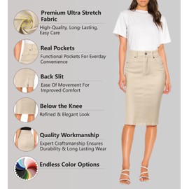 Lexi Womens Super Comfy Stretch Denim Skirt SKS44876X Stone 16