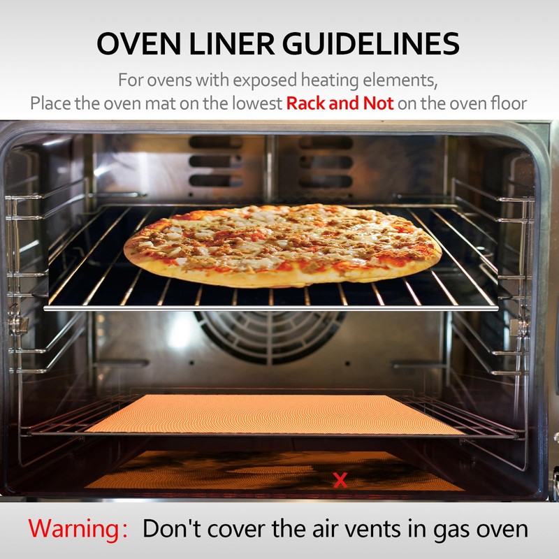 Demiwise 2 Pack Copper Oven Liners for Bottom of Oven,