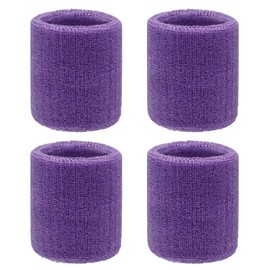4 Pack 3 inch Wrist Sweatbands Tennis Wrist Bands Absorbent Sweat Band for Men and Women - Elastic Athletic Wrist Bands for Tennis, Basketball, Running, Working Out (Purple)