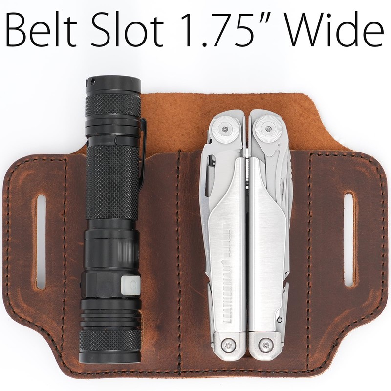 XXL EDC Leather Sheath for Leatherman Multitools, Belt Sheath Pocket