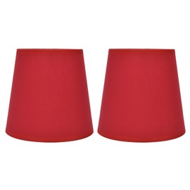 Natudeco Pack of 2 Lampshades for Indoor Use, Fabric Table Lampshade, E14 Lamp Cover, Home Decoration for E14 Chandeliers, Table Lamps and Floor Lamps (Red)