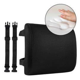 Healthy Spirit Memory Foam Lumbar Support Back Cushion | Back Support for Office Chair Car | Lumbar Support Pillow, Black, 1 Count