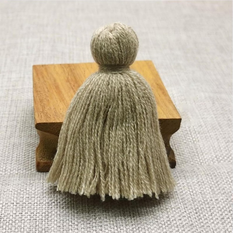 4 PCS Khaki Tassels for Crafts, Handmade Hanging for Pillow
