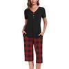 Anyally Women's Pajama Set Plus Size Short Sleeve Top and