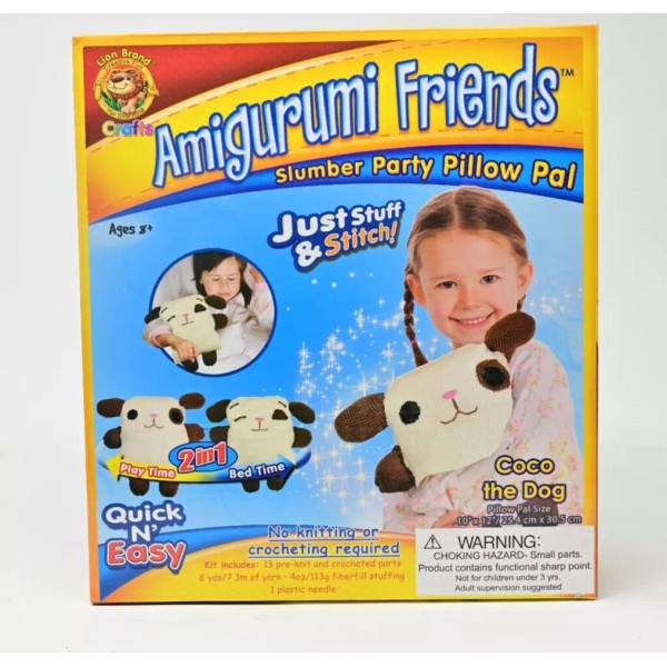 Lion Brand Amigurumi Friends Pillow Pal Kit, Coco The Dog