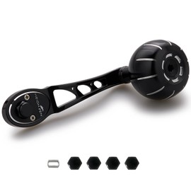 HEIGHTEN 80/90mm Reel Handle 1.5 / 1.7 inches (38 / 42 mm) Handle Knob Shimano Daiwa Abu Bait Reel Universal Arch Gear Series with 1.7 inches (42 mm) Knob - Silver & Black (1125)