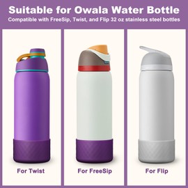 Airboat 2PCS Silicone Water Bottle Boot for Owala 32oz, Protective Bottom Bumper Anti-Slip Sleeve for FreeSip, Twist, and Flip Stainless Steel Bottles, Dishwasher Safe and BPA Free