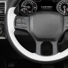 MEWANT DIY Stitched White Leather Steering Wheel Cover Wrap for