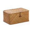 DOKOT Seagrass Storage Baskets with Lid Natural Rattan Woven Rectangular