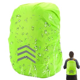 Ruayia Rain Cover for Backpack with Reflective Strips, Waterproof Backpack Rain Cover, Rain Cape, Reflector Backpack Cover, Water and Wind Resistant for Hiking, Camping, Cycling - Neon Green - M