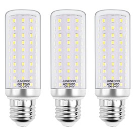 JUNEDOO E26 LED Light Bulbs 22W, 6000K Daylight White,Edison Screw Bulbs,180W Incandescent Bulbs Equivalent,2500Lm,Non Dimmable,Pack of 3