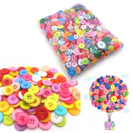 Bekecidi Pack of 1000 Colourful Buttons, Mixed Round Resin Buttons, Various Craft Buttons, Mixed Colours and Sizes Buttons for Sewing, Crafts, Baby Cardigans, Knitting (9 mm - 13 mm)