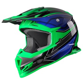 GLX GX23 Dirt Bike/Motocross Helmet - Sear Green, X-Large - DOT Approved