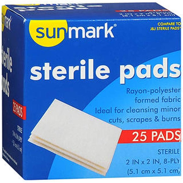 Sunmark Sterile Pads, 2 x2 Inches 25 each by Sunmark (Pack of 2)