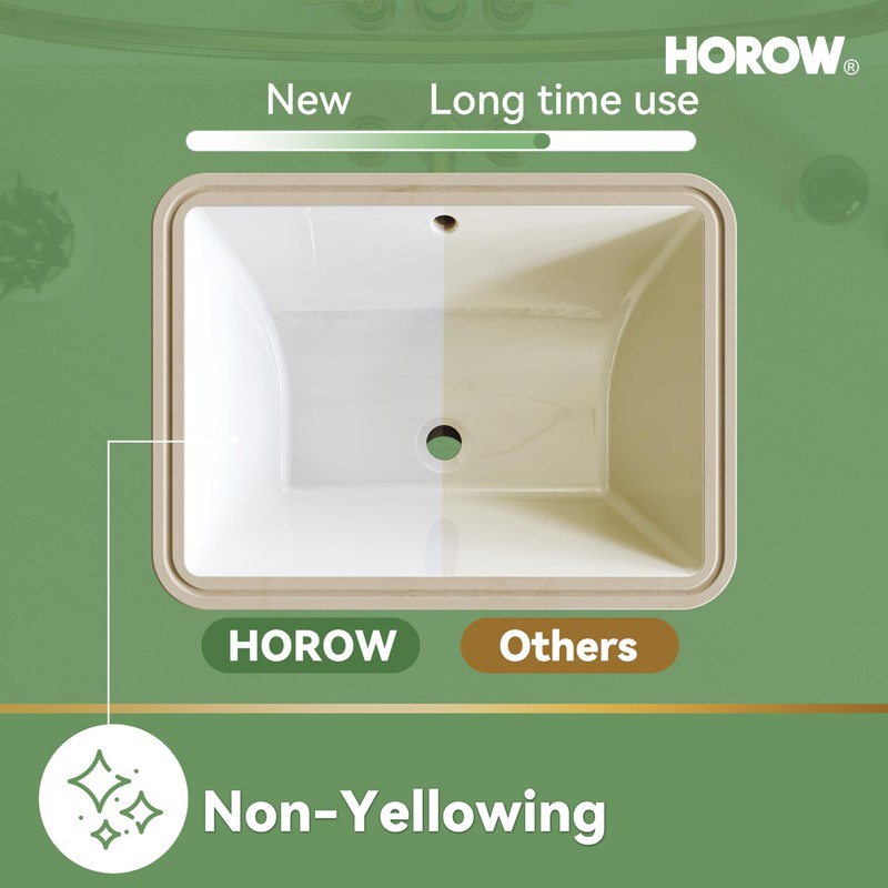 HOROW Undermount Bathroom Sink, 23.6" x 15.5" Rectangle Bathroom Sink