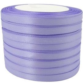 Satin Ribbon 1/4 inch for Gift Wrapping 200 Yards Assorted Thin Fabric Bow Ribbons for Crafts & Hair 6mm Skinny Solid Flower Bouquet Ribbon Bulk for Christmas-Party & Home Decoration (21 Lavender)