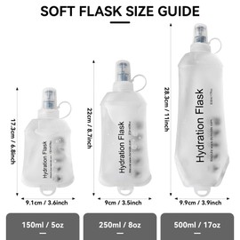 CXWLJL 250ml Soft Flask Soft Water Bottle for Running, Hiking, Travelling, Cycling and Climbing - White