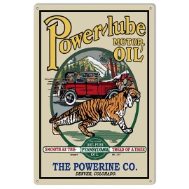 Handmade Power Lube Motor Oil Metal Sign 12x18