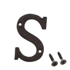 Betorcy 3 Inch Address Number, House Numbers for Outside, Cast Iron Metal Letter Garden Door Mailbox Decor with Screws, Black Letter S