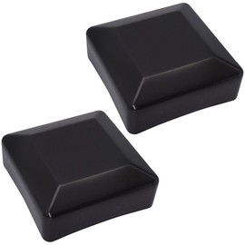 SKIR'CO (2 pcs) Fence Post Caps, Square 70 x 70 mm Black Plastic Caps for Fence Posts, Black RAL 9005 Colour